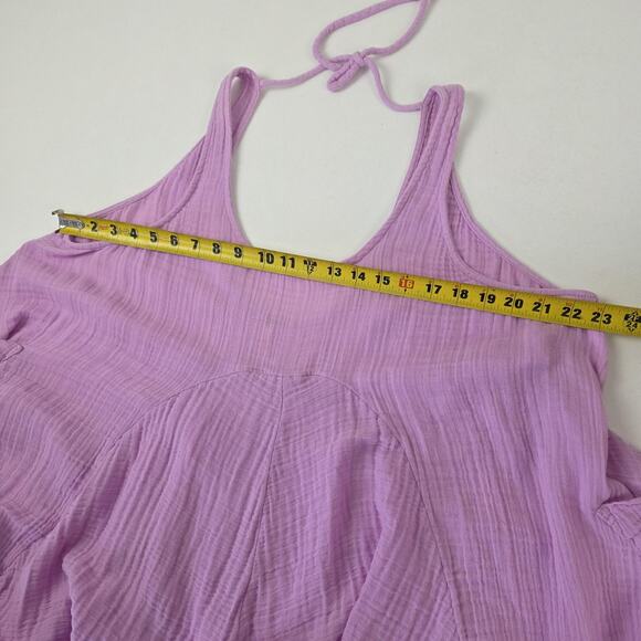 Free People Tunic Top Womens Small Purple Cotton Boho Sleeveless Pocket Flowy - Picture 7 of 11
